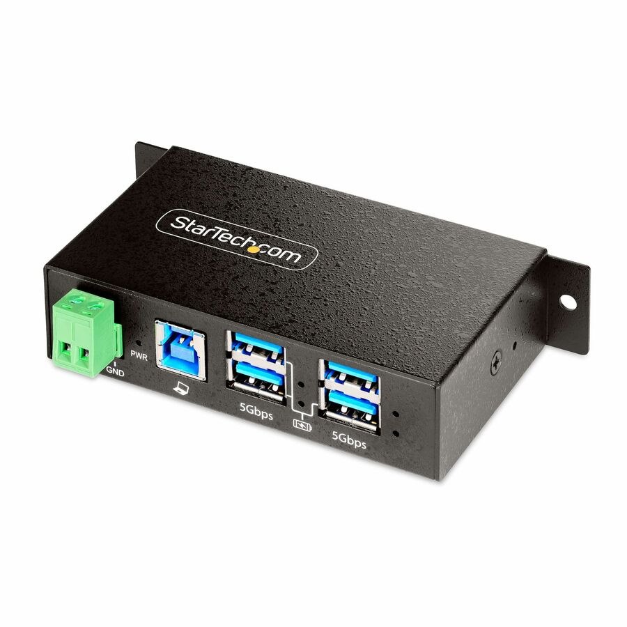 StarTech.com 4-Port Managed USB Hub, Heavy Duty Metal Industrial Housing, ESD & Surge Protection, Wall/Desk/Din-Rail Mountable, USB 5Gbps