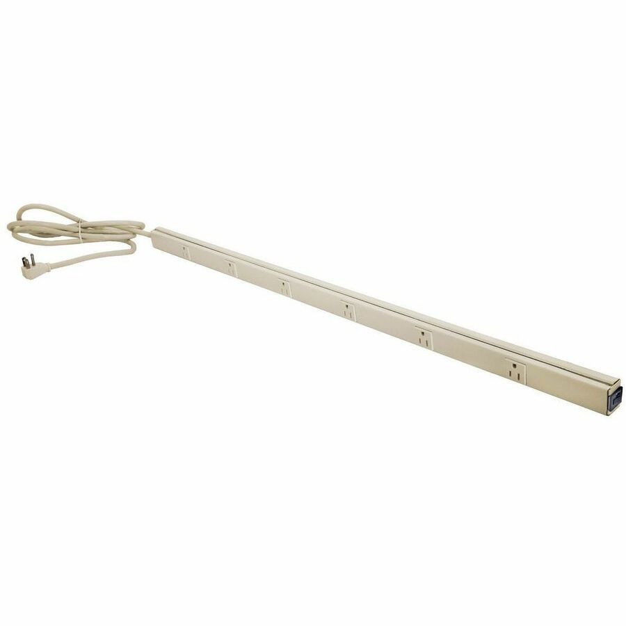 Hubbell Premise Wiring Metal PlugTrak, 40" , 15A 6 Receptacle, 6' Cord and Plug, Ivory