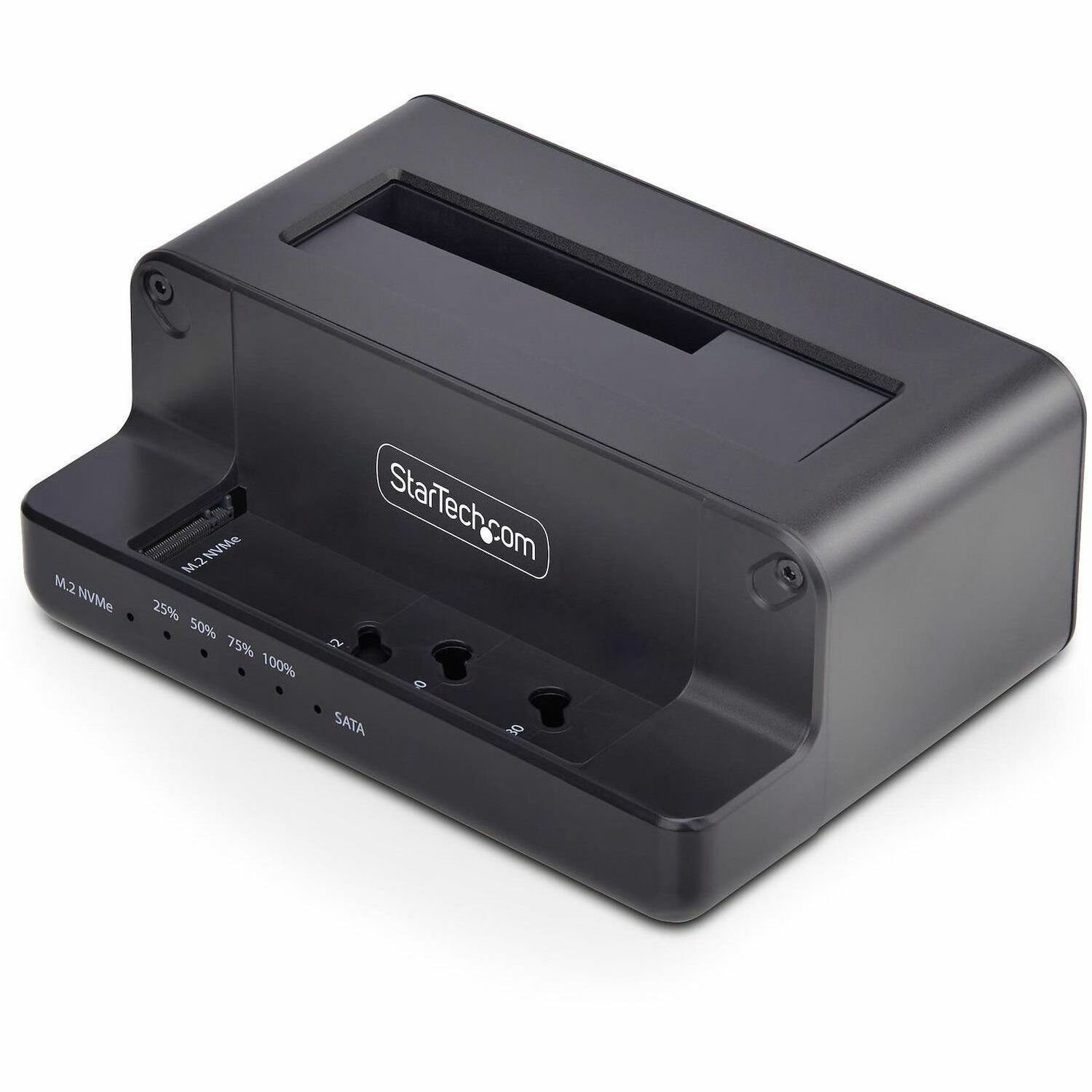 StarTech.com M.2 NVMe to 2.5/3.5" SATA Drive Duplicator, Dual Bay Standalone Cloner/Dock, Bidirectional NVMe to SATA/SATA to NVMe, TAA