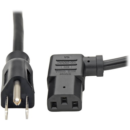 Eaton Tripp Lite Series Computer Power Cord, NEMA 5-15P to Left-Angle C13 - 10A, 125V, 18 AWG, 6 ft. (1.83 m), Black