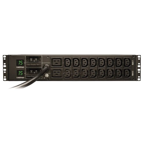 Eaton Tripp Lite Series 5.5kW Single-Phase Local Metered PDU, 208/230V Outlets (16 C13 & 2 C19), L6-30P, 12 ft. (3.66 m) Cord, 2U Rack-Mount, TAA