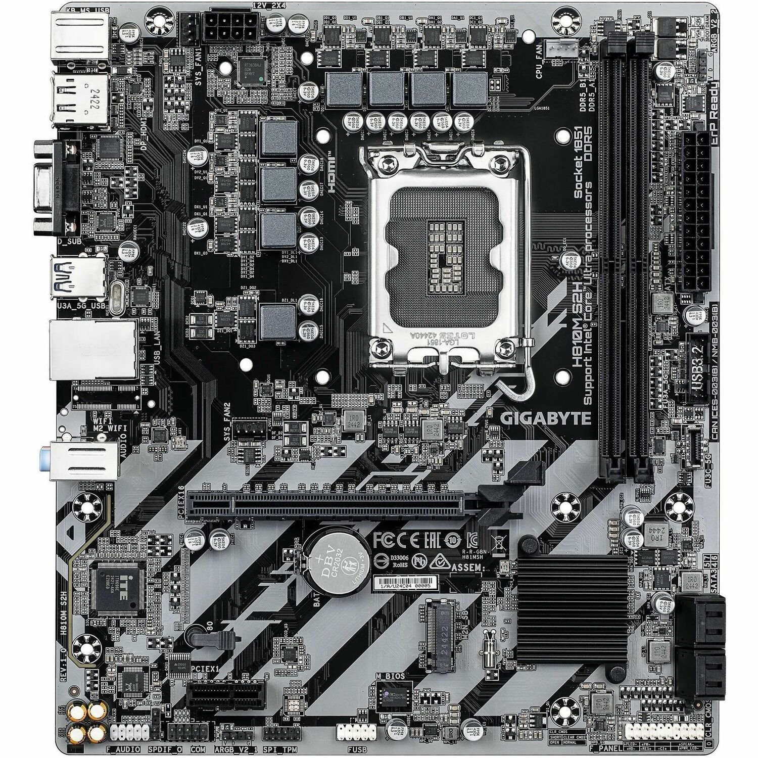 GIGABYTE Ultra Durable H810M S2H Gaming Desktop Motherboard - Intel H810 Chipset - Socket LGA-1851 - Micro ATX
