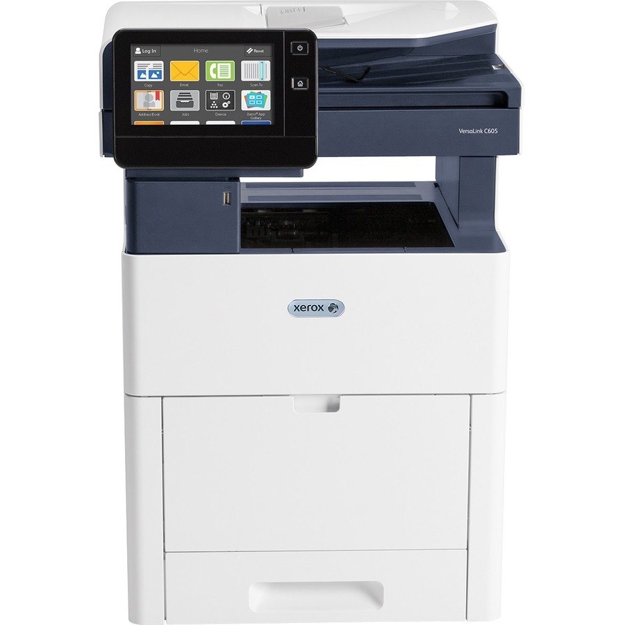 Xerox VersaLink C605 C605/XL LED Multifunction Printer-Color-Copier/Fax/Scanner-55 ppm Mono/55 ppm Color Print-1200x2400 Print-Automatic Duplex Print-120000 Pages Monthly-700 sheets Input-Color Scanner-600 Optical Scan-Color Fax-Gigabit Ethernet