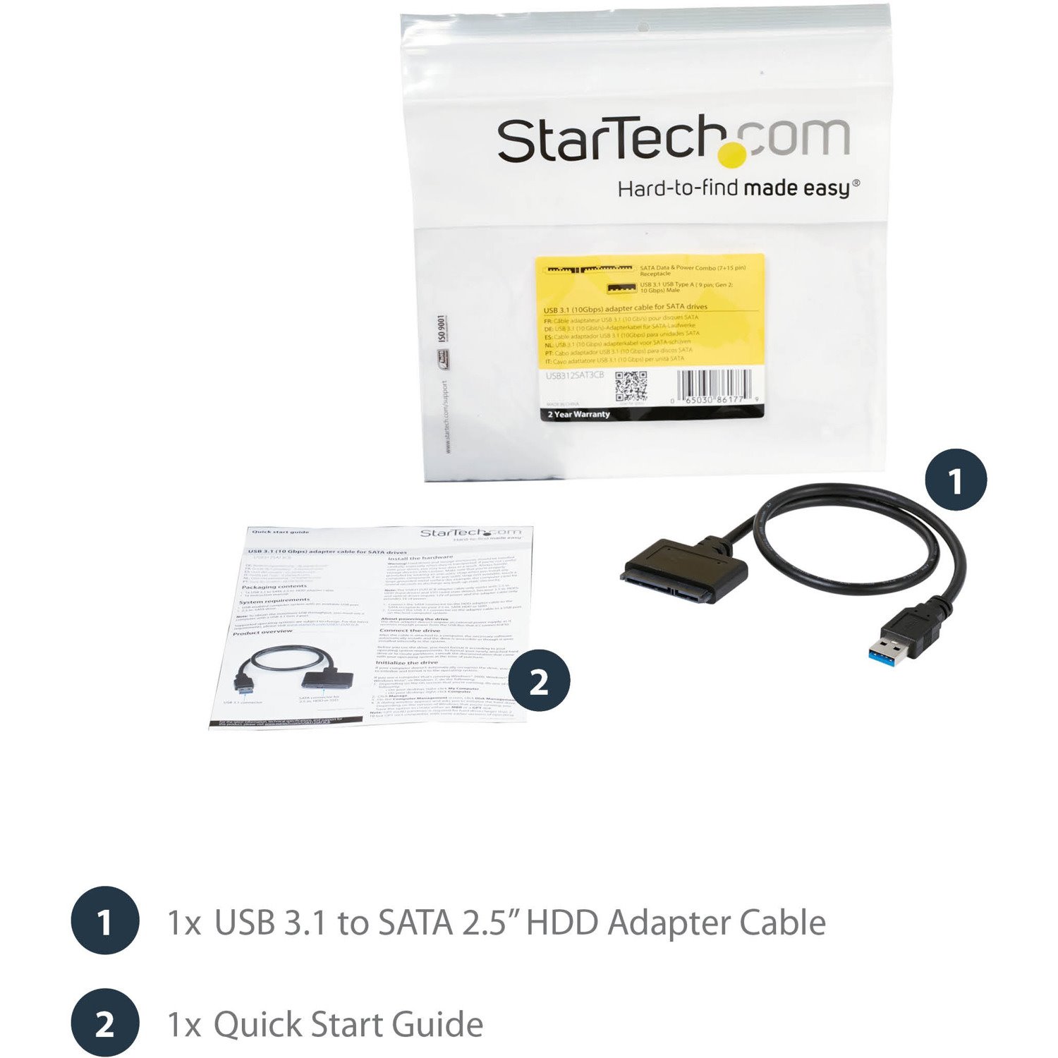 StarTech.com USB 3.1 (10Gbps) Adapter Cable for 2.5" SATA SSD/HDD Drives