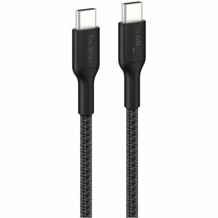 Belkin BoostCharge Pro Braided USB-C to USB-C Cable 60W, 6.6ft/2m, Black