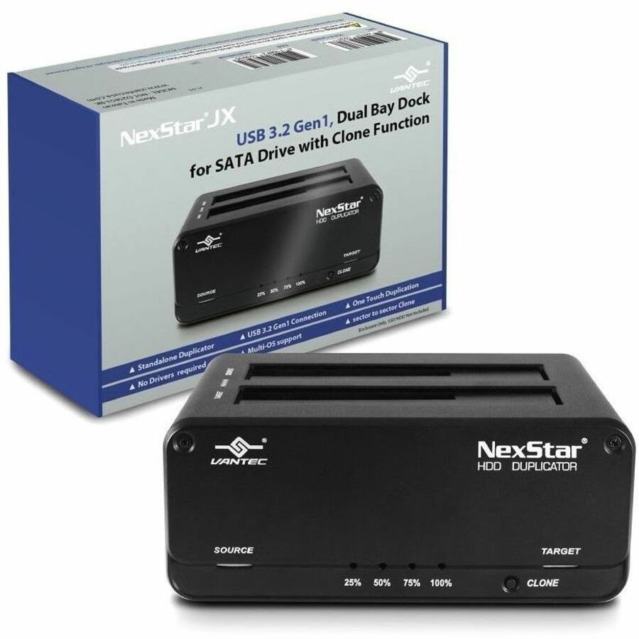 Vantec NexStar JX NST-D258S3-BK Drive Dock Serial ATA, SATA/300, SATA/600 - USB 3.2 (Gen 1) Type B Host Interface External