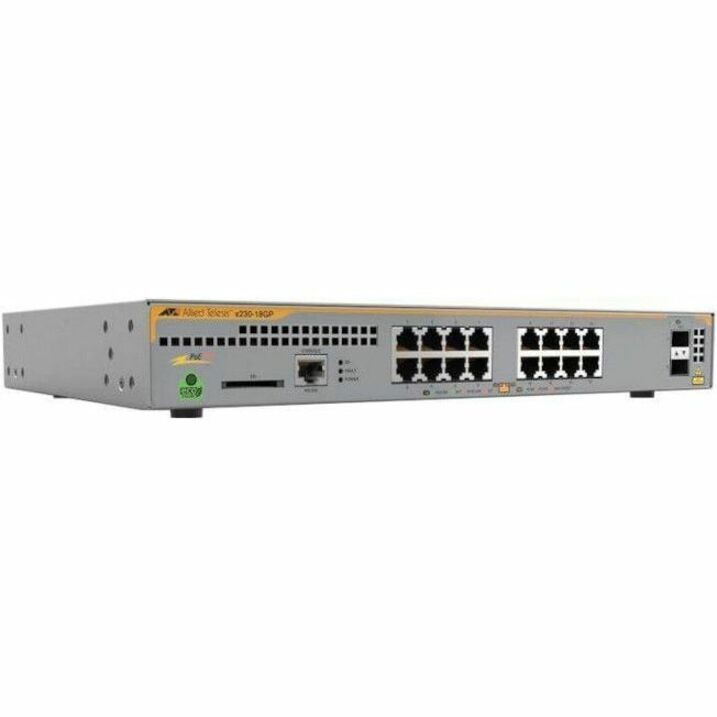 Allied Telesis L2+ switch with 16 x 10/100/1000T PoE ports and 2 x 100/1000X SFP ports, AU Power Cord