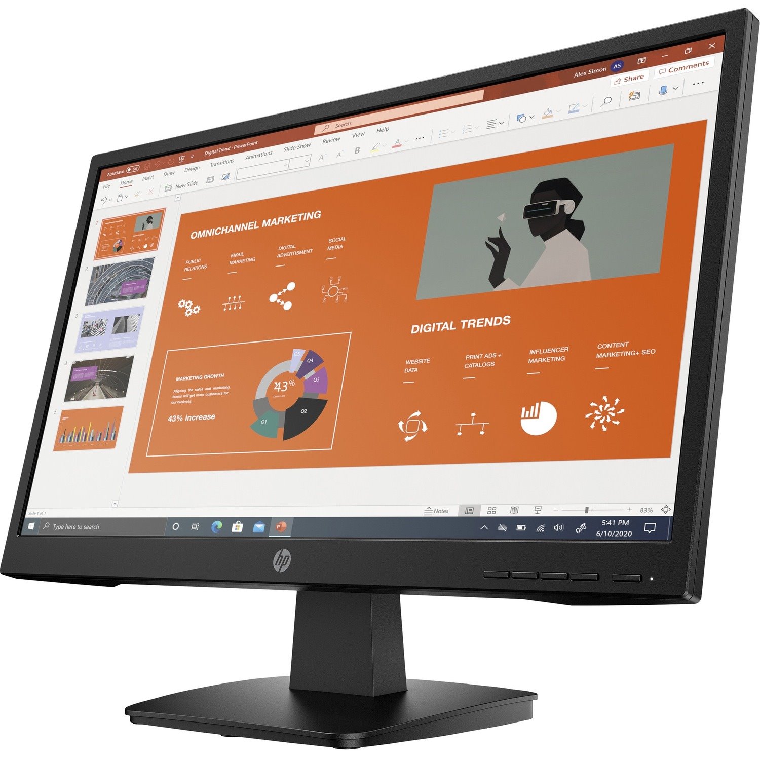 HP P22va G4 22" Class Full HD LCD Monitor - 16:9 - Black