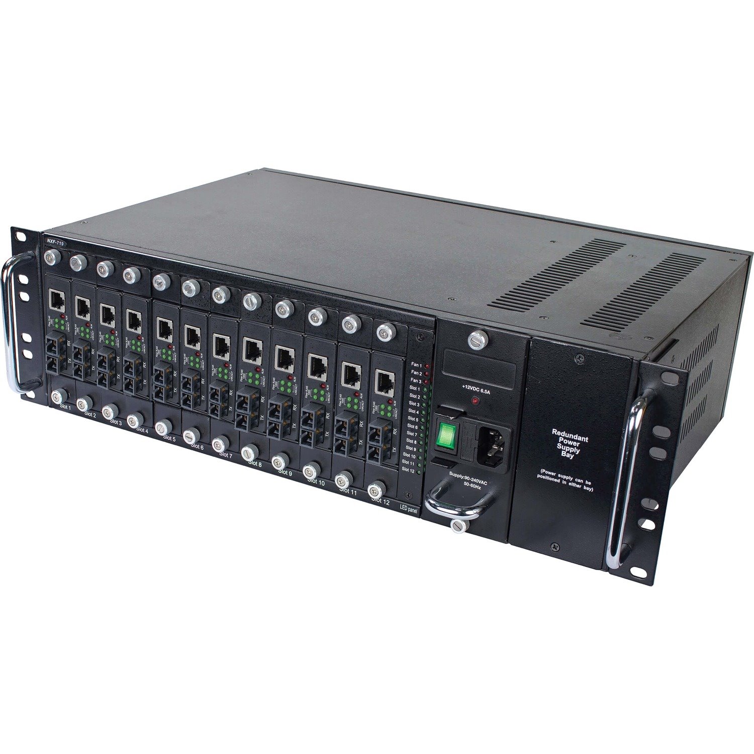 Tripp Lite by Eaton 12-Slot Media Converter Chassis for Select N784-H and N785-H Models, 3U Rack Mount, TAA