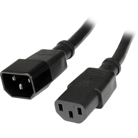 StarTech.com 3ft (1m) Power Extension Cord, C14 to C13, 10A 125V, 18AWG, Computer Power Cord Extension, Power Supply Extension Cable