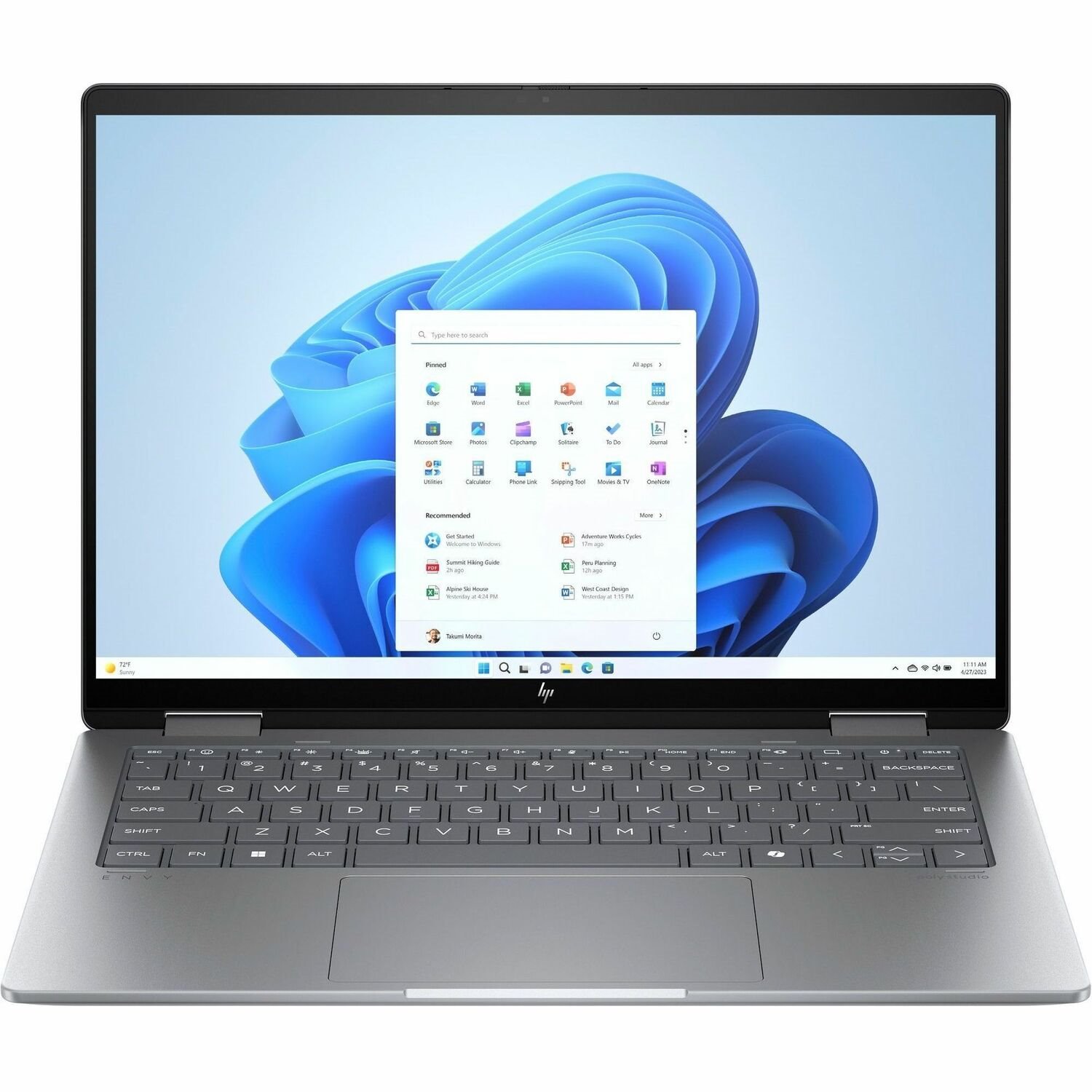 HP ENVY x360 14-fc0000 14-fc0033dx 14" Touchscreen Convertible 2 in 1 Notebook - 2K - Intel Core Ultra 7 155U - 32 GB - 1 TB SSD - Meteor Silver