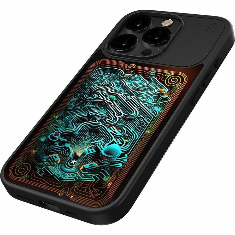 STM Goods Reveal Case for Apple iPhone 15 Plus Smartphone - heat sensitive pattern - Black Realm