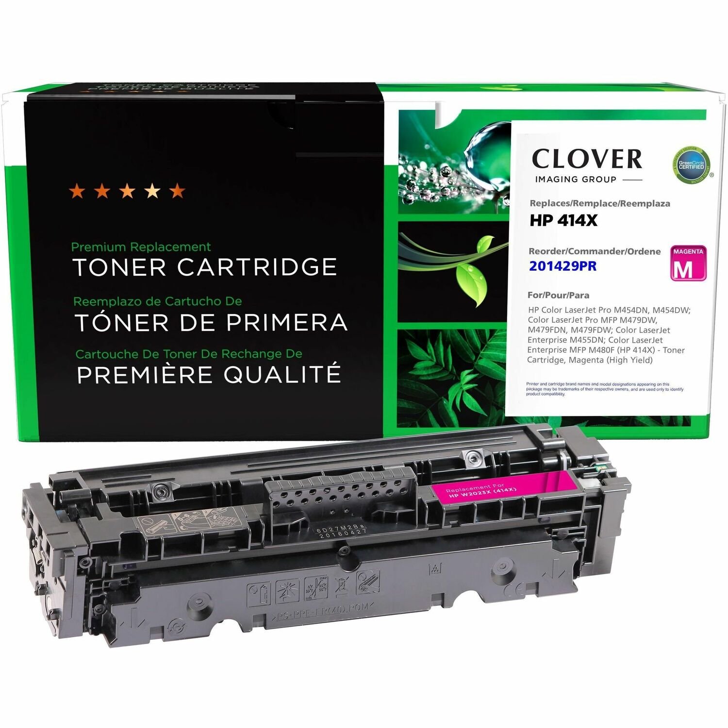 Clover Imaging Remanufactured High Yield Magenta Toner Cartridge (Reused OEM Chip) for HP 414X (W2023X)