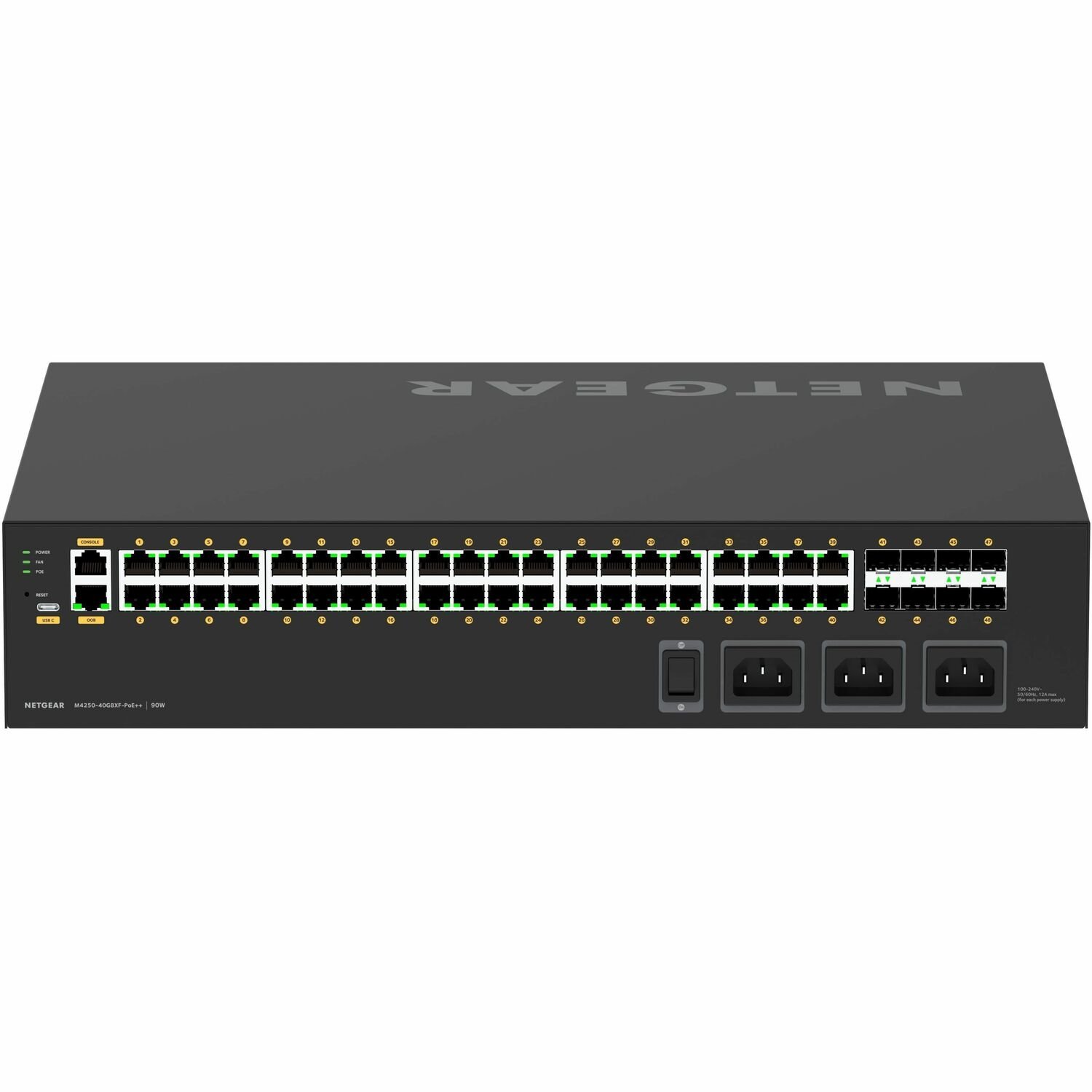 Netgear AV Line M4250 M4250-40G8XF-PoE++ 40 Ports Manageable Ethernet Switch - Gigabit Ethernet, 10 Gigabit Ethernet - 10/100/1000Base-T, 1000Base-X, 10GBase-X