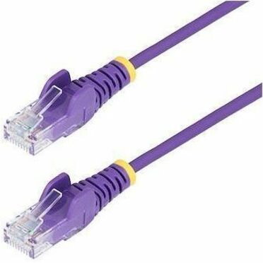 StarTech.com 50ft Purple Slim CAT6 Ethernet Cable, Slim Snagless RJ45, UTP, LSZH, 28AWG Bare Copper, Slim Network Patch Cord, Fluke Tested