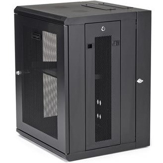 StarTech.com 4-Post 15U Wall Mount Network Cabinet, 19" Hinged Wall-Mounted Server Rack for Data / IT Equipment, Lockable Rack Enclosure