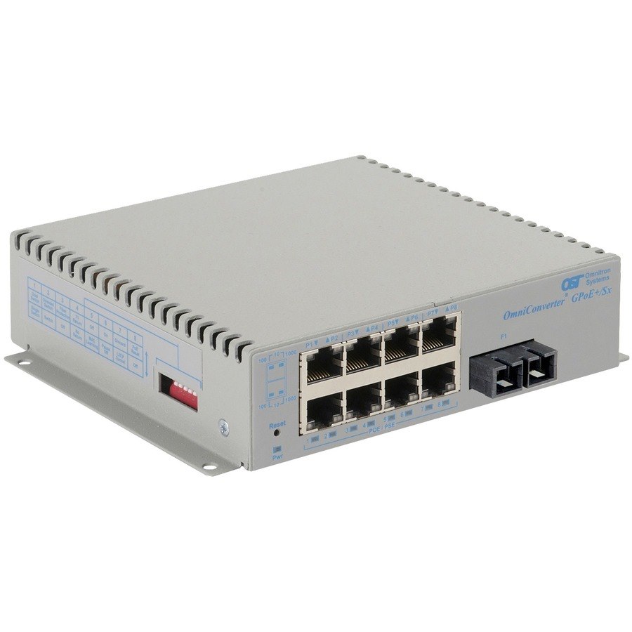 Omnitron Systems OmniConverter Unmanaged Gigabit PoE+, MM SC, RJ-45, Ethernet Fiber Switch