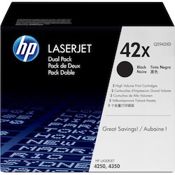 HP 42XD (Q5942XD) Original High Yield Laser Toner Cartridge - Dual Pack - Black - 2 / Box