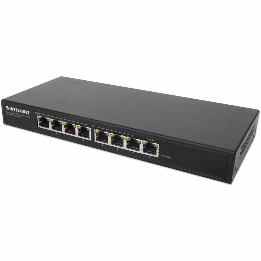 Intellinet PoE-Powered 8-Port Gigabit Ethernet PoE+ Switch with PoE Passthrough