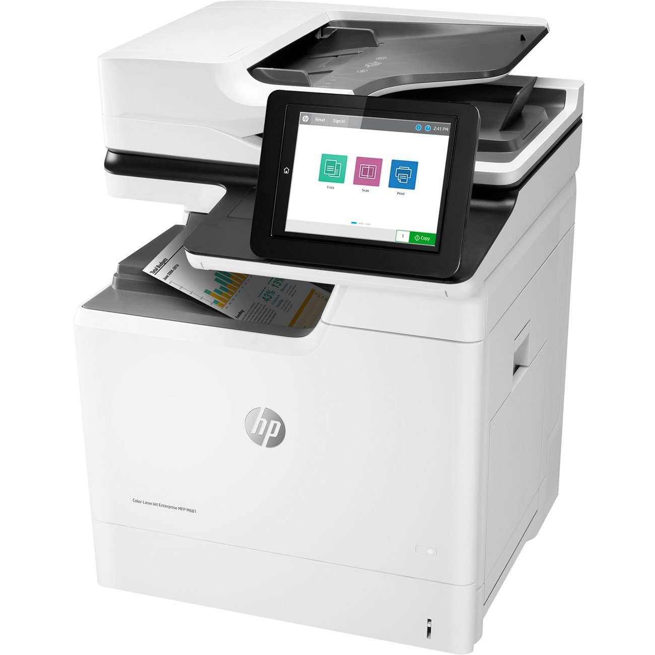 HP LaserJet M681 M681dh Laser Multifunction Printer-Color-Copier/Scanner-50 ppm Mono/50 ppm Color Print-1200x1200 Print-Automatic Duplex Print-100000 Pages Monthly-650 sheets Input-Color Scanner-600 Optical Scan-Gigabit Ethernet