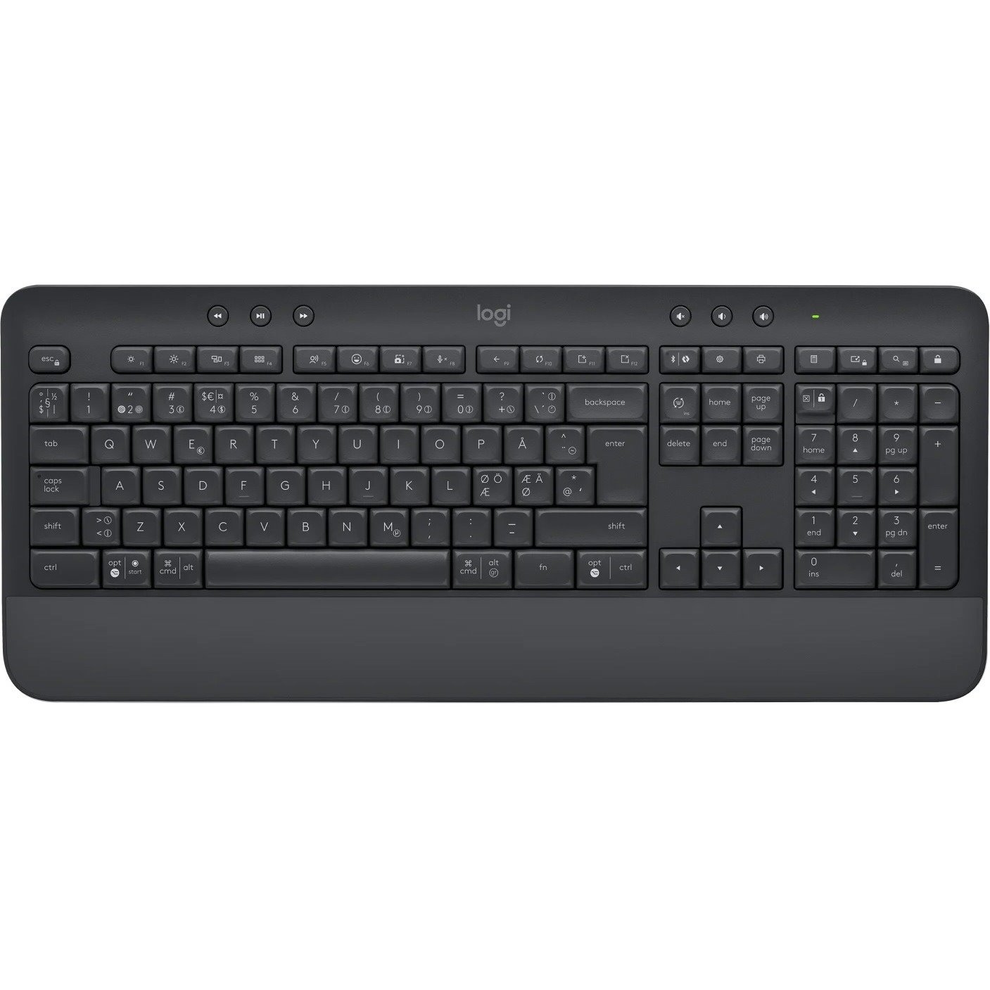 Logitech Signature K650 Keyboard - Wireless Connectivity - Danish, Norwegian, Swedish, Finnish - QWERTY Layout - Graphite Grey
