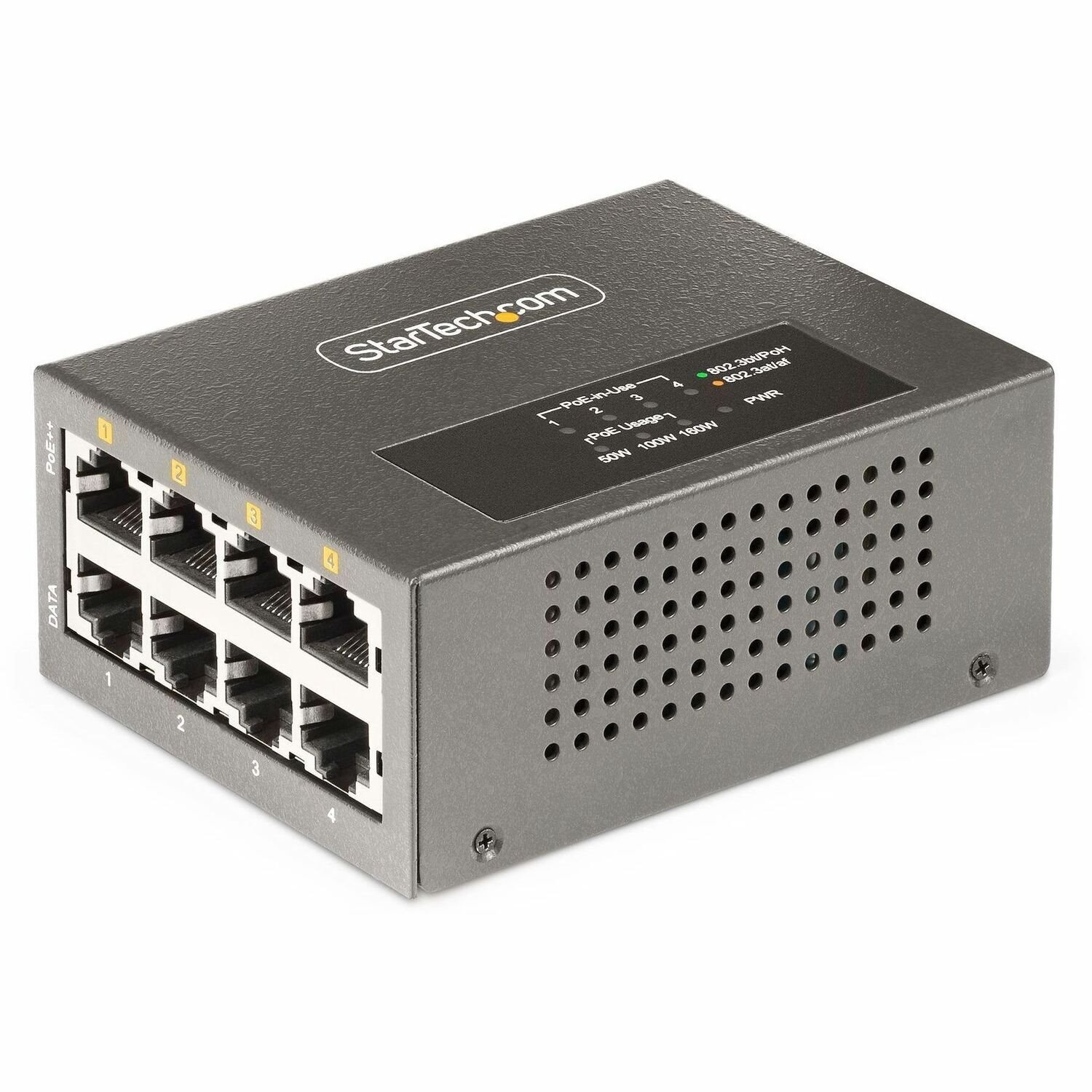 StarTech.com 4-Port Multi-Gigabit PoE++ Injector, 5/2.5/1G Ethernet (NBASE-T), PoE/PoE+/PoE++ (802.3af/802.3at/802.3bt), 160W Power Budget