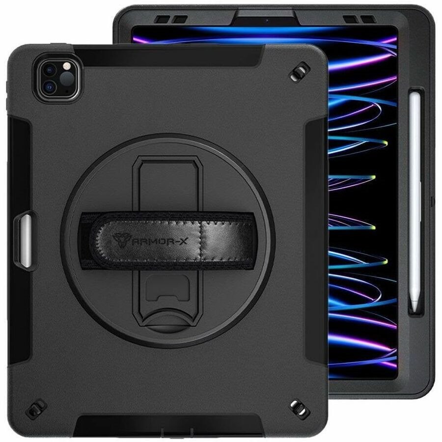 ARMOR-X Rugged Carrying Case for 12.9" Apple iPad Pro (3rd Generation), iPad Pro (4th Generation), iPad Pro (5th Generation), iPad Pro (6th Generation) Tablet - Black