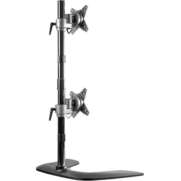 StarTech.com Vertical Dual Monitor Stand, Free Standing Height Adjustable Stacked Monitor Stand up to 27" (17.6lb/8kg) VESA Mount Displays