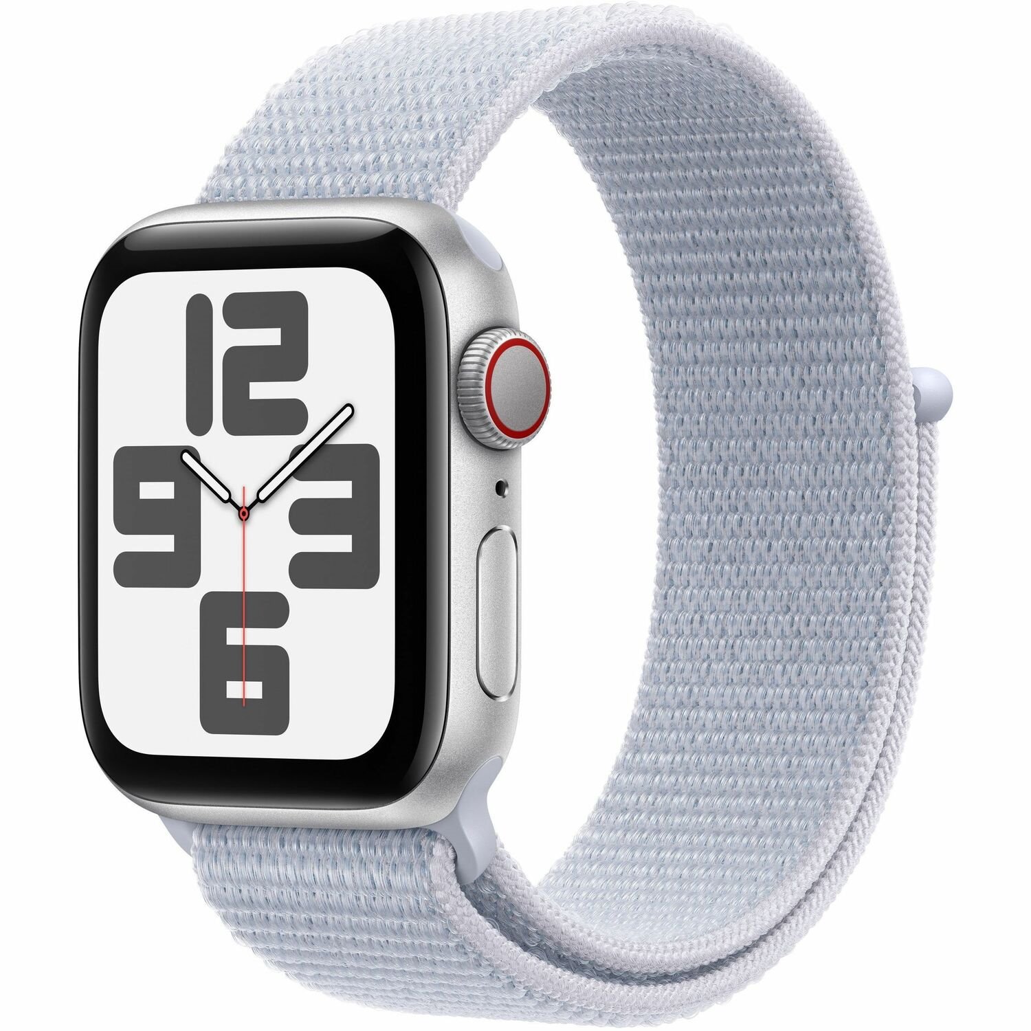 Apple Watch SE Smart Watch - 44 mm Case Height - 38 mm Case Width - Silver Case Color - Blue Cloud Band Color - Aluminium Case Material - Wireless LAN - LTE, UMTS
