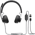 Logitech Zone Wired Noise Cancelling Headset, USB-C with USB-A adapter, graphite