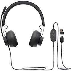 Logitech Zone Wired Noise Cancelling Headset, USB-C with USB-A adapter, graphite
