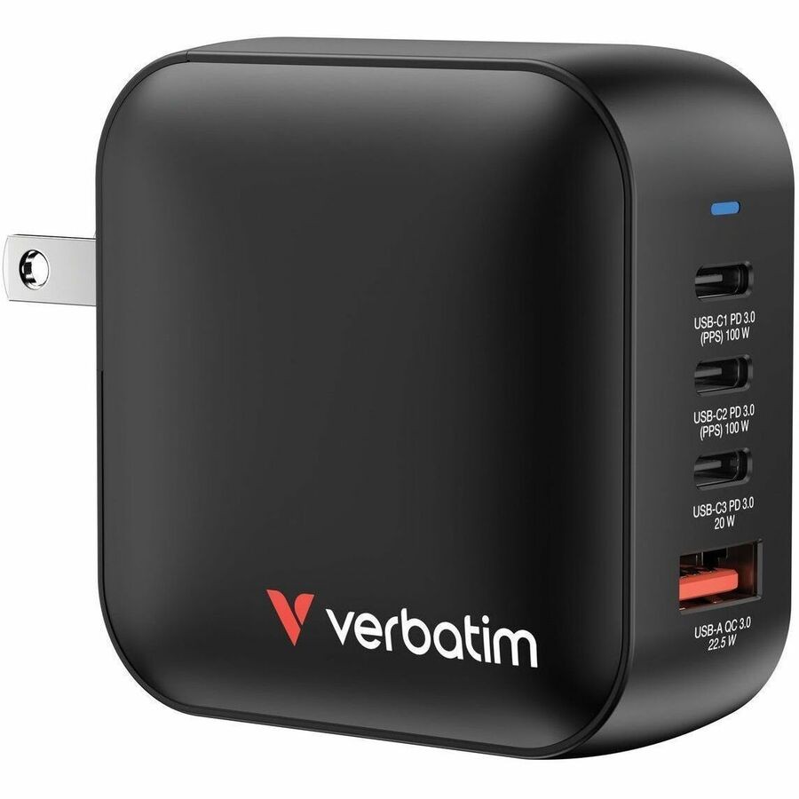 Verbatim Mini GaN Charger 100W Universeel Zwart Ac Snel Opladen Binnen ** New Retail **