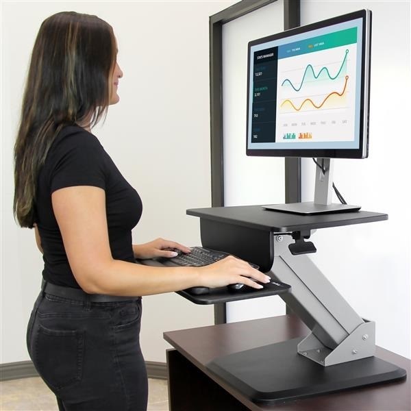 StarTech.com Height Adjustable Standing Desk Converter - Sit Stand Desk with One-finger Adjustment - Ergonomic Desk