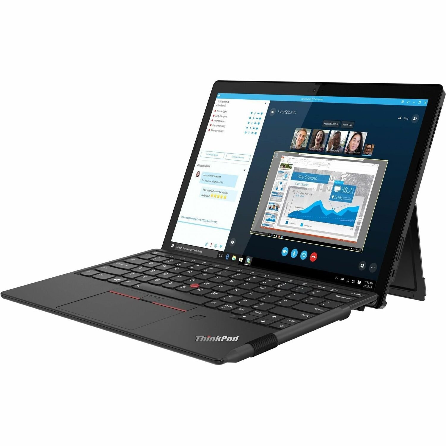 Lenovo ThinkPad X12 Detachable 20UW0076US 12.3" Touchscreen Detachable 2 in 1 Notebook - Full HD Plus - Intel Core i7 11th Gen i7-1160G7 - 16 GB - 512 GB SSD - English Keyboard - Black