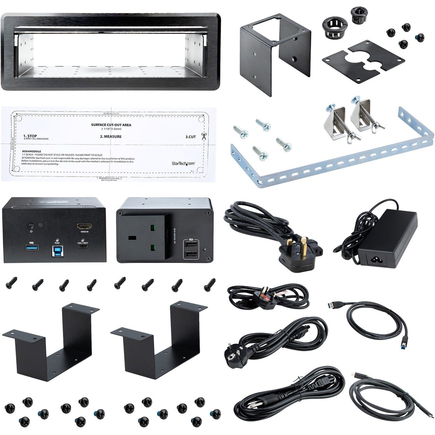 StarTech.com Conference Room Docking Station w/ Power; Table Connectivity A/V Box, Universal Laptop Dock, 60W PD, AC Outlet, USB Charging