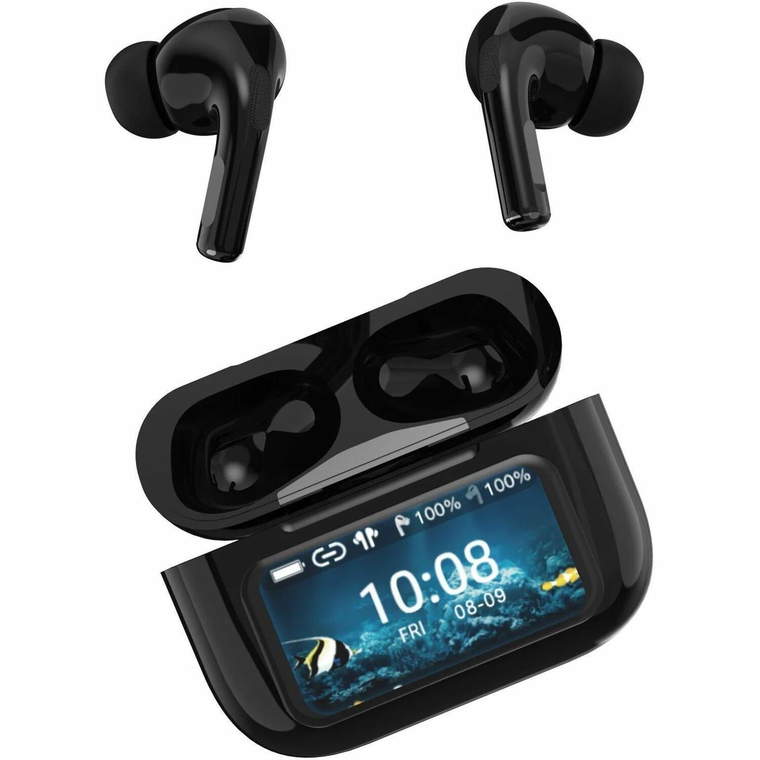 Supersonic True Wireless Earbuds With Amazing Stereo Sound Battery Display Case Compact Cha