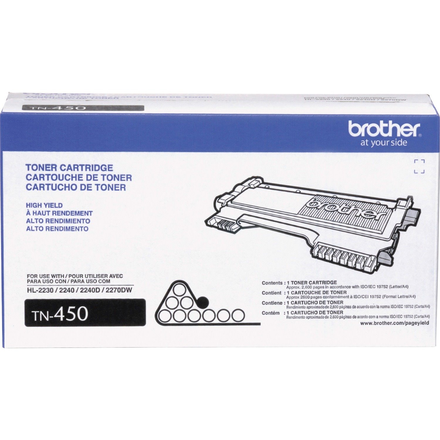 Brother Genuine TN450 Mono Laser High Yield Black Toner Cartridge