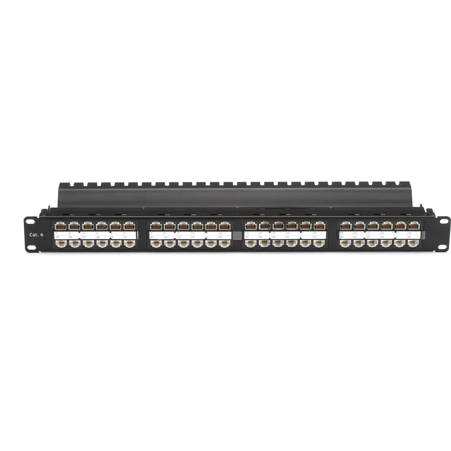 Black Box CAT6 Feed-Through Patch Panel - 1U, Unshielded, 48-Port