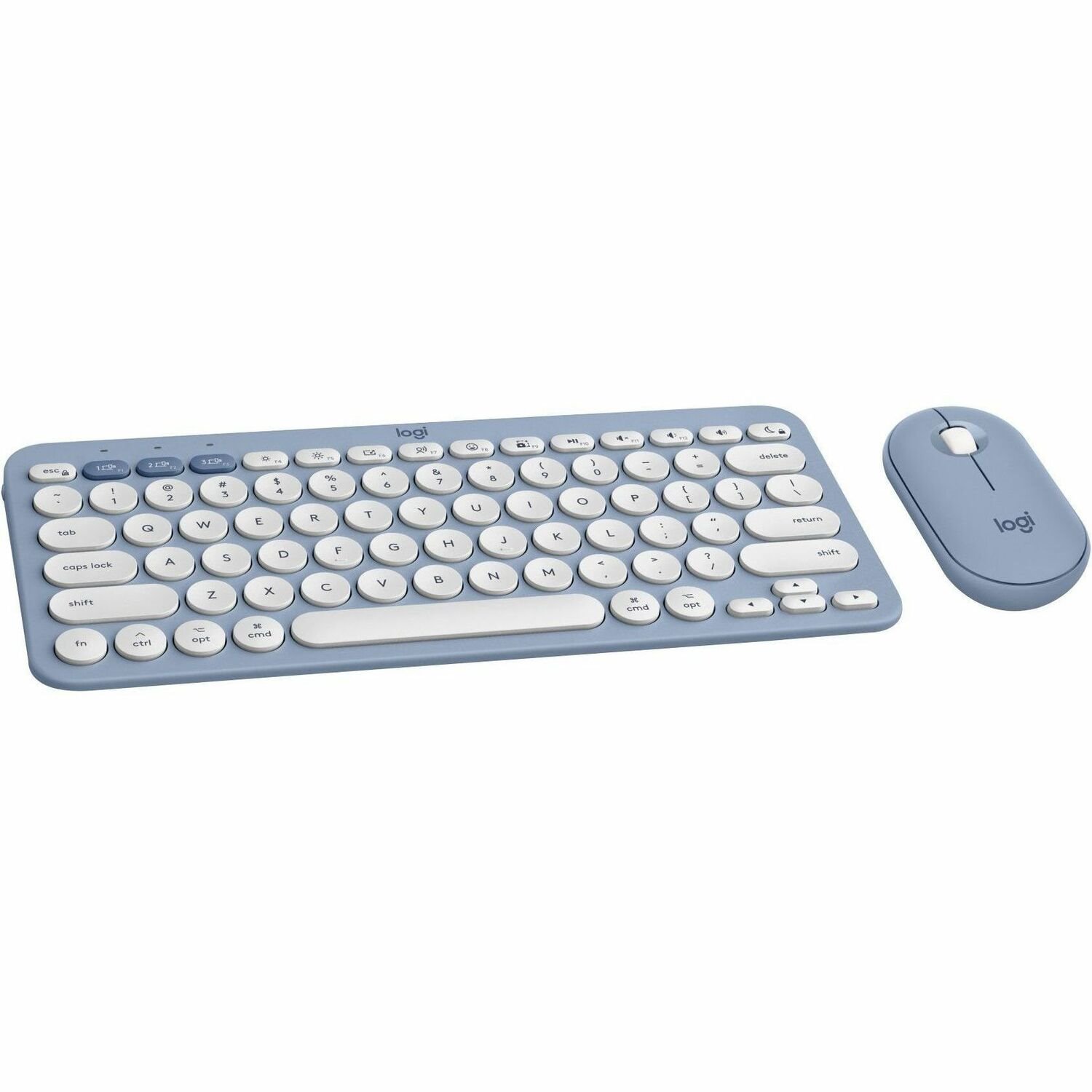 Logitech Pebble 2 Combo for Mac, Wireless Keyboard and Mouse, Slim, Quiet and Portable, Bluetooth, Tonal Blue