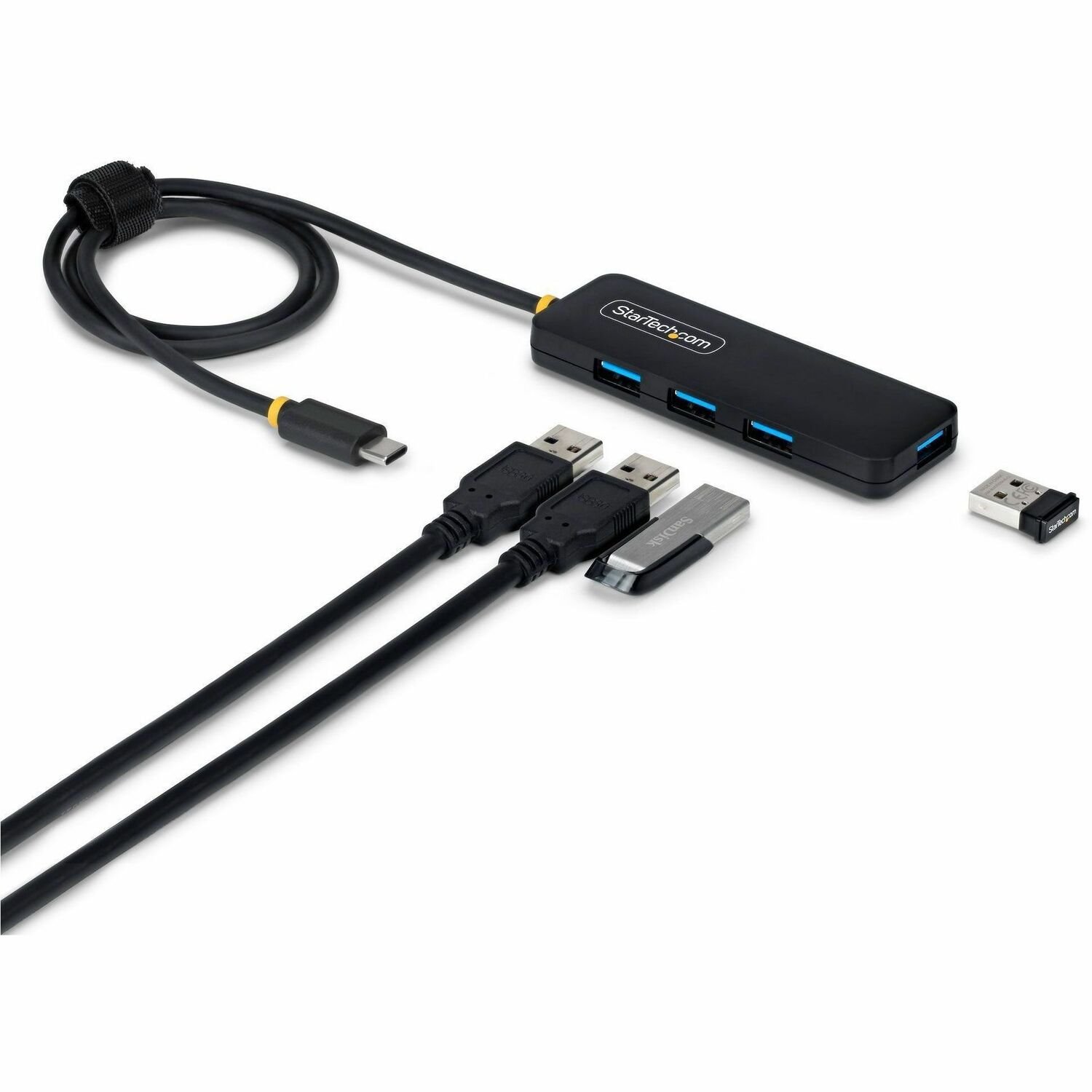 StarTech.com 4-Port USB-C Hub, 5Gbps, Bus Powered, USB-C to 4x USB-A Mini Hub, Extra Long 2ft/61cm Host Cable, 70% PCR Plastic Housing
