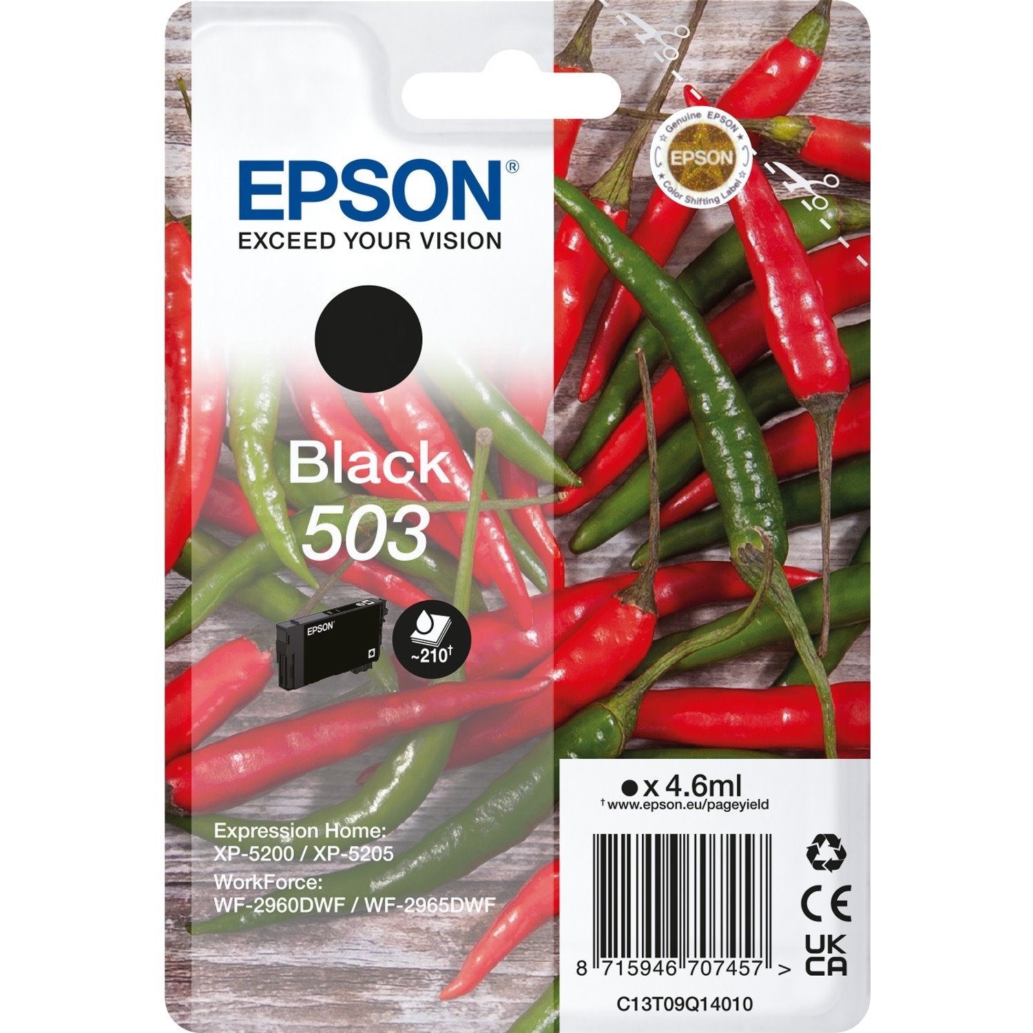 Epson 503 Original Standard Yield Inkjet Ink Cartridge - Single Pack - Black - 1 Piece