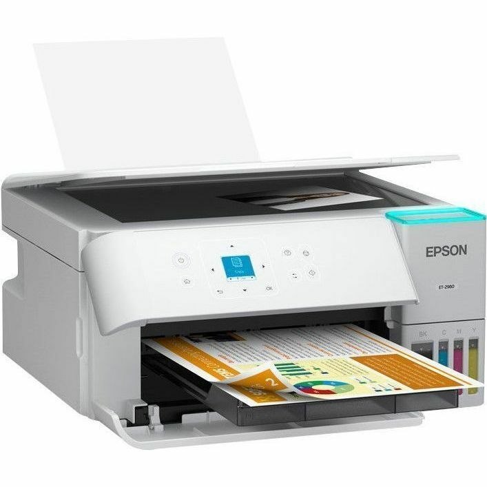 Epson ET-2980 Wired & Wireless EcoTank Inkjet Multifunction Printer - Color - White