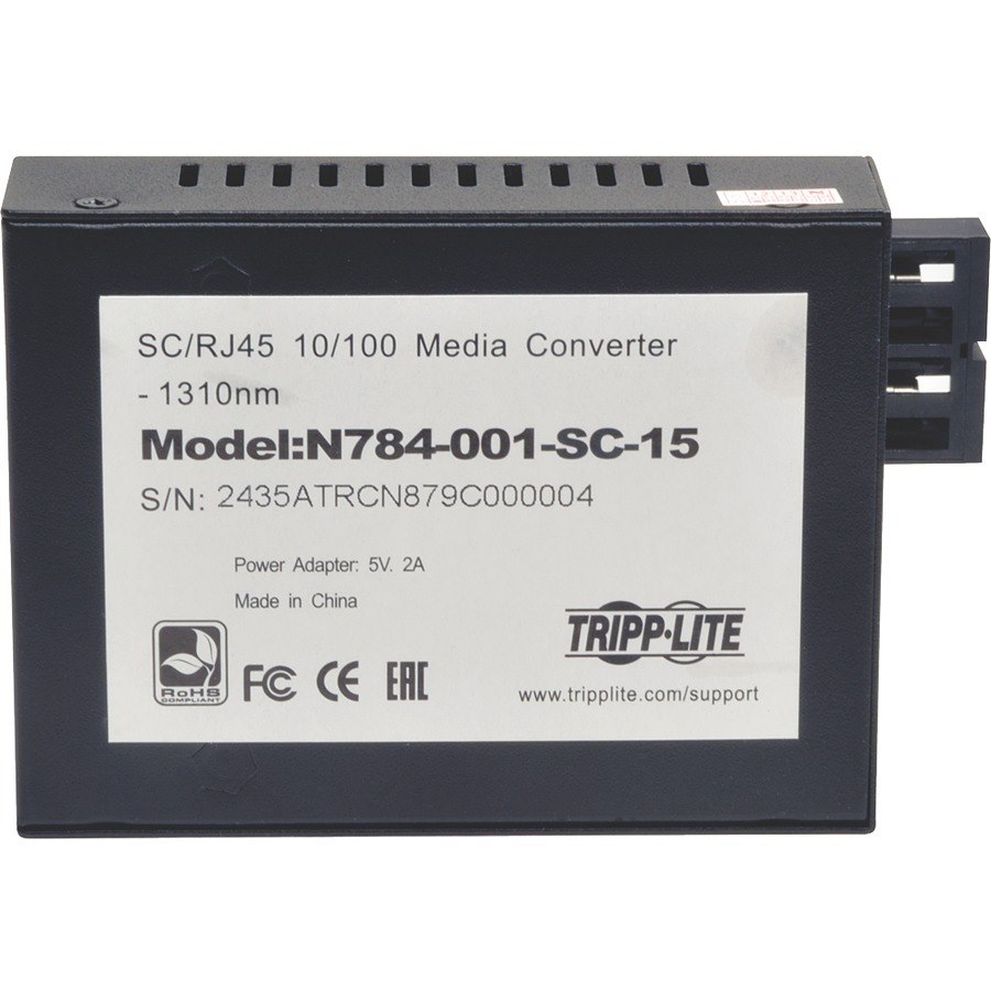 Eaton Tripp Lite Series 10/100 SC Singlemode Fiber to Ethernet Media Converter, 15km, 1310nm