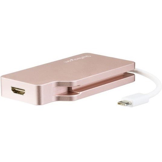 StarTech.com USB C Multiport Video Adapter 4K/1080p - USB Type C to HDMI, VGA, DVI or Mini DisplayPort Monitor Adapter - Rose Gold