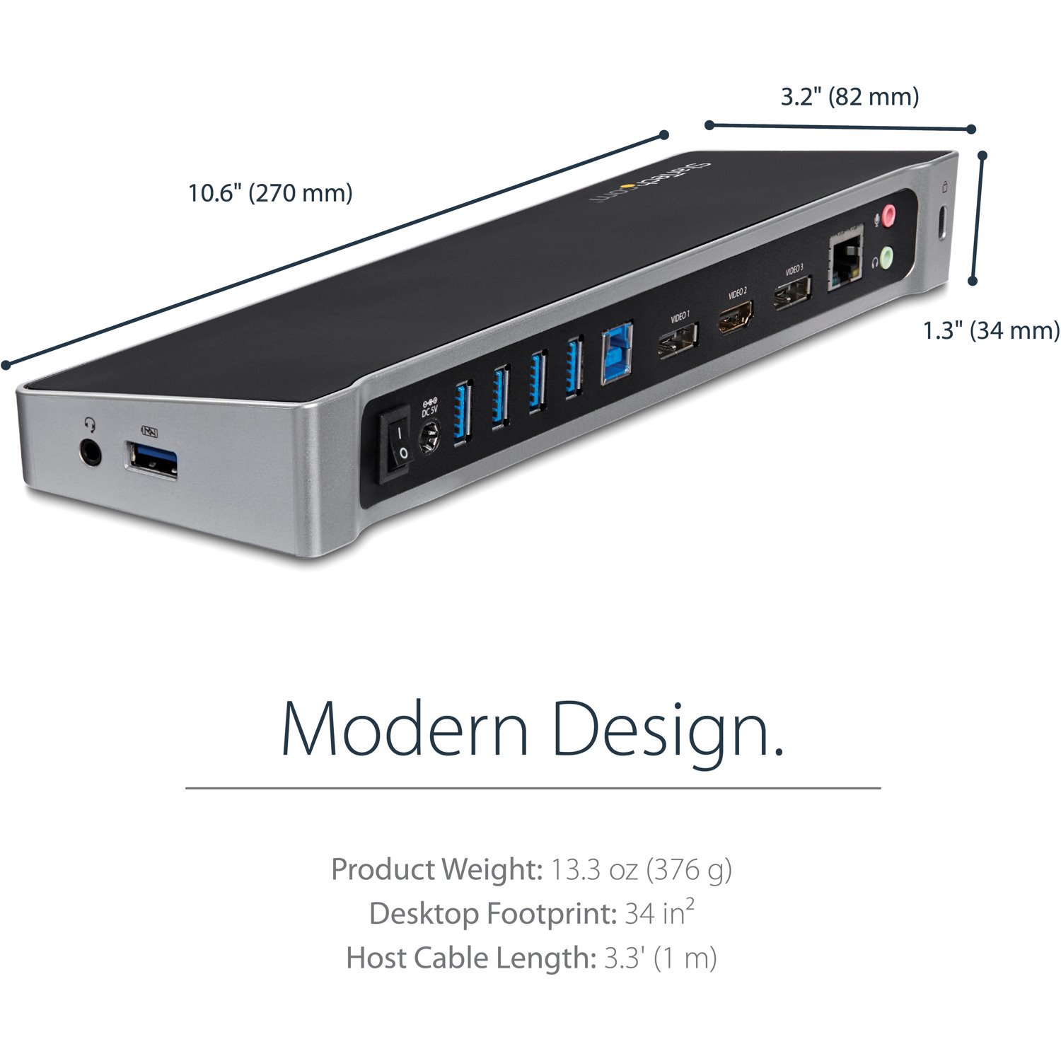 StarTech.com USB 3.0 Triple Monitor Docking Station - Compatible with Windows / macOS - Supports Three Displays - 2 x DisplayPort and HDMI or 4K Ultra HD on a Single Monitor - USB3DOCKH2DP