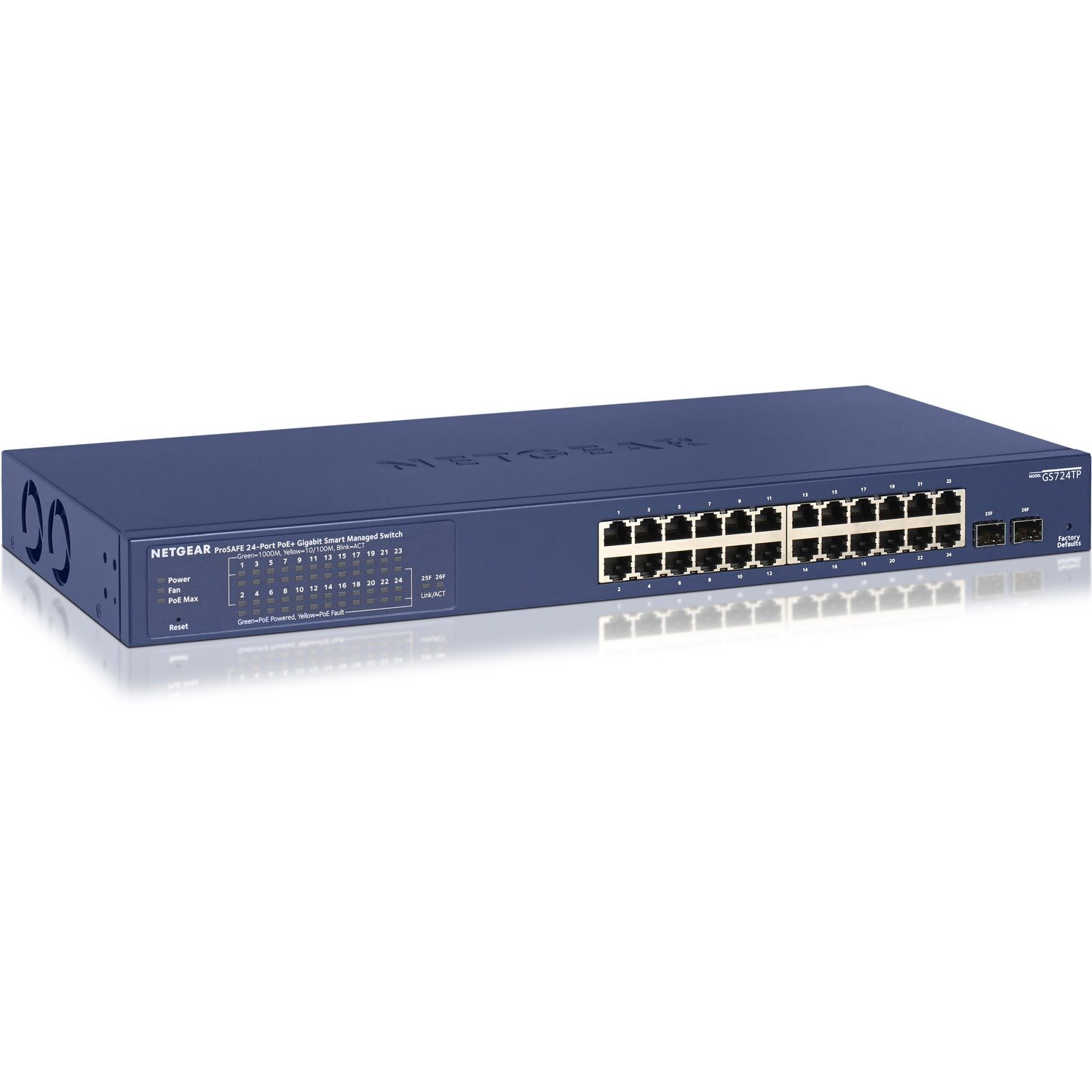 NETGEAR 24-Port Gigabit Ethernet Smart Managed Pro PoE Network Switch (GS724TP) - Hub with 24 x PoE+