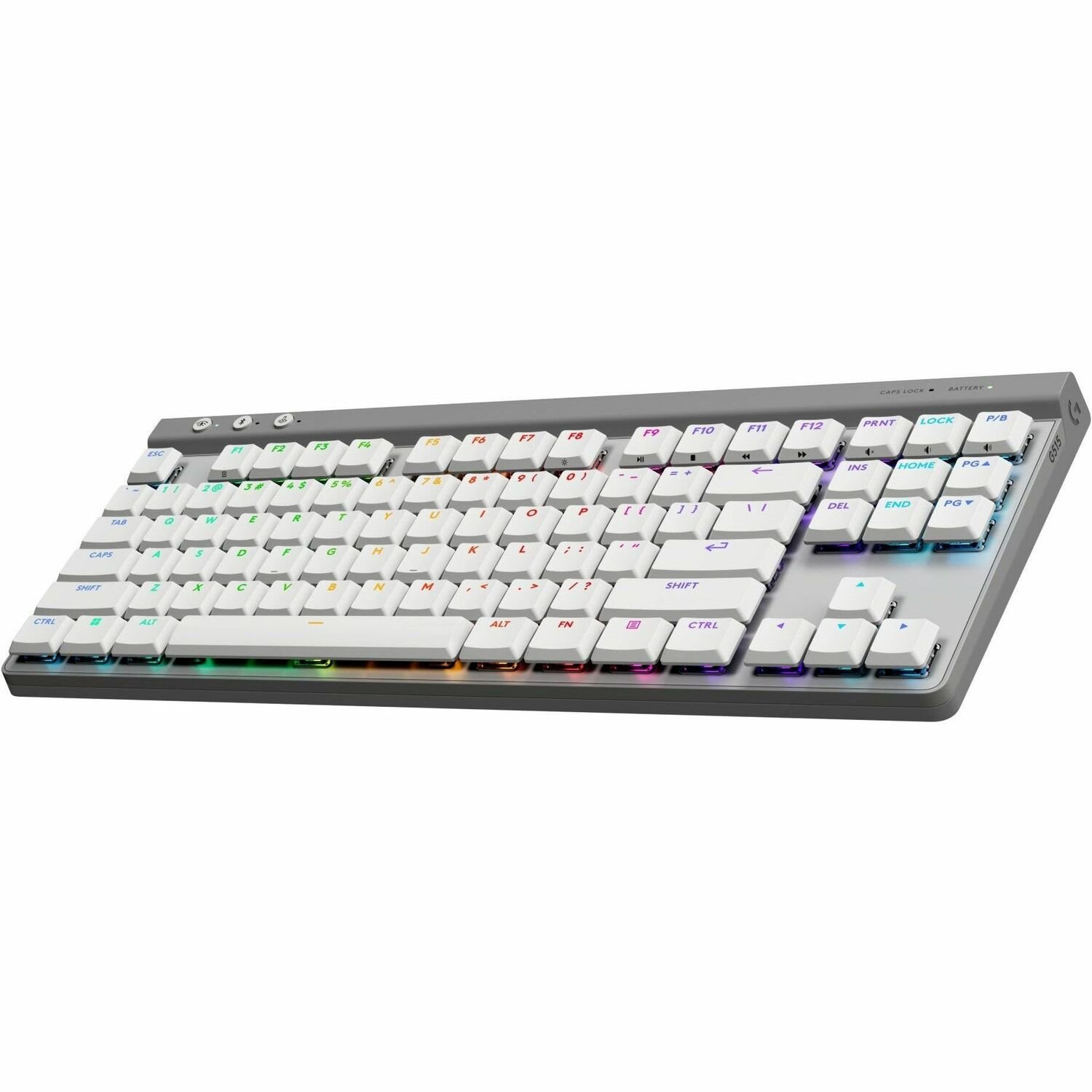 Logitech G515 LIGHTSPEED TKL Low Profile Wireless Gaming Keyboard, LIGHTSYNC RGB, Thin Tenkeyless Design, PBT Keycaps, Linear (Red) Mechanical Switches, White