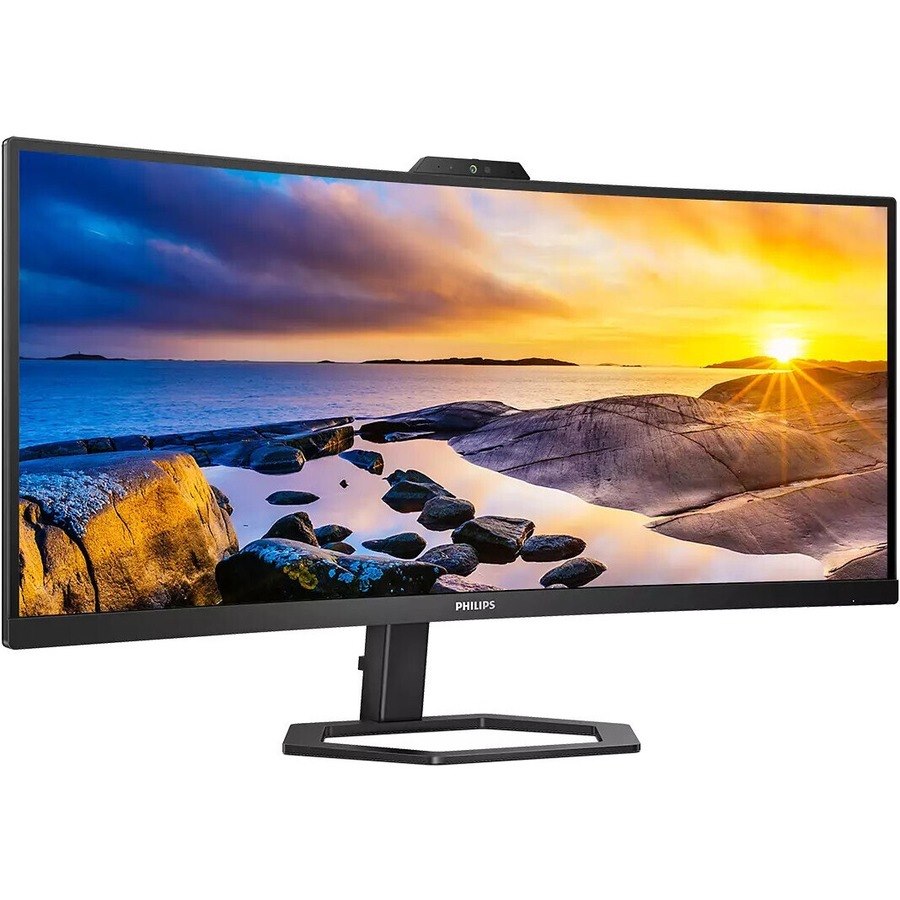 Philips 34E1C5600HE 34" Class Webcam WQHD Curved Screen LCD Monitor - 21:9 - Structured Black