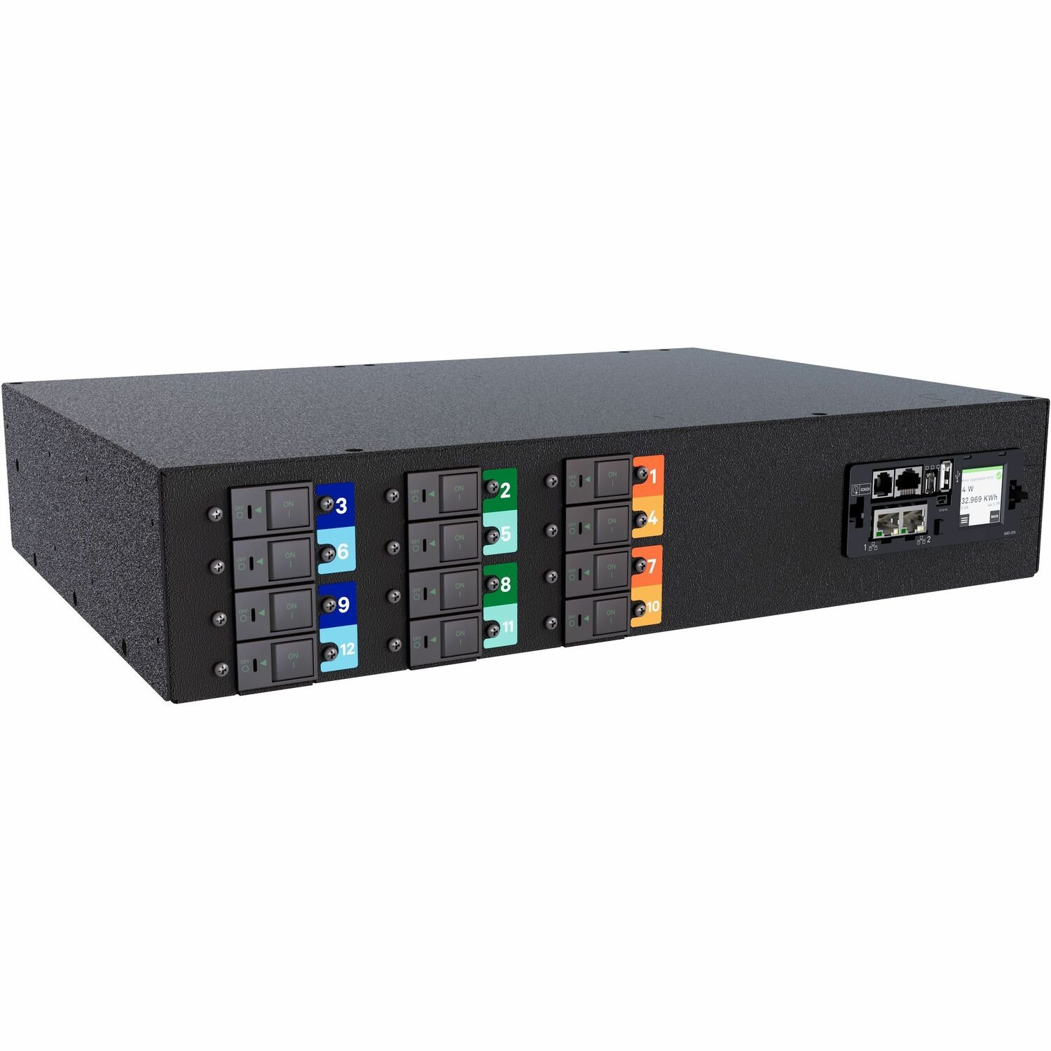 Vertiv PowerIT VP4U62A1 Upgradeable Monitored Input Level HD rPDU, Horizontal, Three Phase, 24 Combination C13/C19 Outlets, 60/63A, 240/415V WYE, 2U