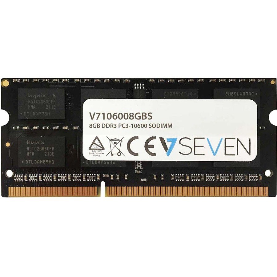 V7 V7106008GBS RAM Module for Notebook - 8 GB - DDR3-1333/PC3-10600 DDR3 SDRAM - 1333 MHz Dual-rank Memory - CL9